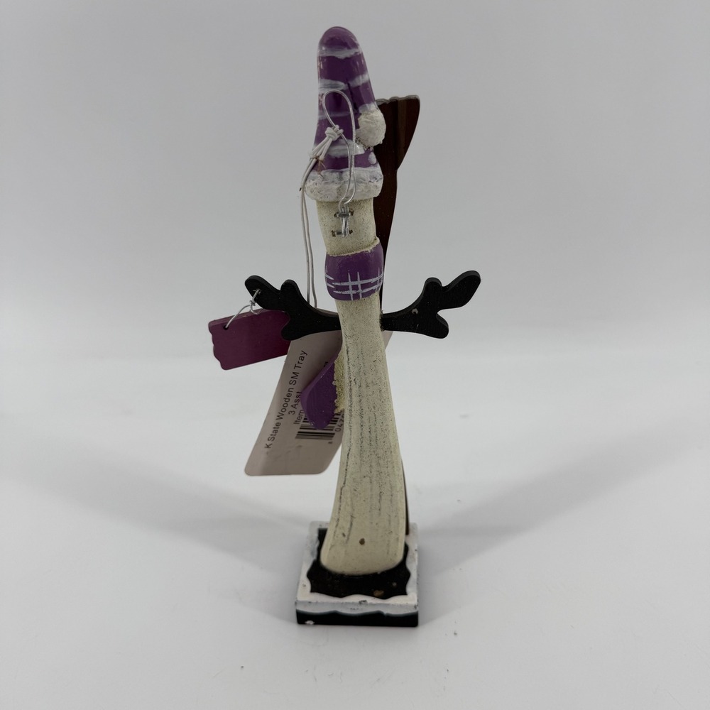 Collectible Kansas State University Wildcats K-State‎ Wooden Decor Snowman NEW - Picture 2 of 6